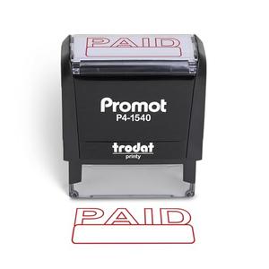 Promot Paid Self Inking Rubber Stamp - Refillable Paid Stamper - Business, Bookkeeping, Ordering, Accounting, Work, Office Stamps - Red Ink