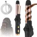 Cordless Curling Iron Hair Curler: Mini USB Rechargeable 4000 mAh Curling Wand for Long Hair, Dual Voltage