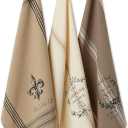 DII French Style Tabletop Kitchen Collection, Dishtowel Set, 18x28, Assorted French Grain, 3 Piece