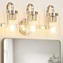 3 Light Bathroom Vanity Light, Brushed Nickel Vanity Lights for Bathroom, Modern Light Fixtures Over Mirror with Clear Glass Shade, Wall Sconce Lighting for Bedroom Living Room Hallway