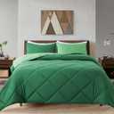 Decroom Lightweight King Comforter Set with 2 Pillow Sham - 3 Pieces Set - Quilted Down Alternative Comforter/Duvet Insert for All Season - Olive Green/Grass Green - King Size