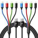 Multi Charging Cable, [2Pack 6Ft] 4 in 1 Fast Multi Charging Cord Nylon Braided Multiple Charger Cable USB Cable Adapter for IP/Type C/Micro USB Port for Cell Phones Tablets Samsung Galaxy