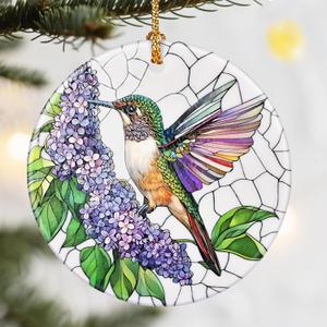 Christmas Ornaments, Dodosky 2.8in Ceramic Hanging Ornament, Xmas Decor, Christmas Tree Ornaments, Xmas Decorations for Tree, Holiday Ornament, Hummingbird Gifts, Gifts for Women, Bird Lovers