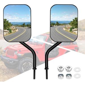 Mirrors Doors Off Compatible with Jeep Wrangler JK CJ JL & Unlimited - Door Hinge Side Mirrors for Jeep - 2 Pack 5.5 x 7.5 inches Side Rear View Mirrors for Doors Off Driving