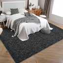 RUGSREAL 8x10 Washable Rug for Living Room Non-Slip Modern Abstract Area Rug Stain Resistant Large Bedroom Rug Contemporary Accent Throw Floor Carpet Solid Rug for Dining Room Home Decor, Black