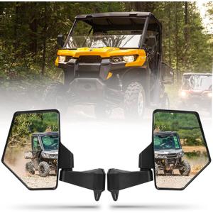 Defender Mirror, UTV Side mirror For No Door & Half Door & Full Door, Adjustable Large Side Mirrors Compatible with Can Am Defender HD5 HD7 HD8 HD9 HD9 MAX (Includes 1 PCS Seat Belt Bypass)