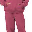 OLAPTA Travel Mode 2 Piece Outfits Oversized Hoodies Comfort Sweatpants Men Women Tracksuits Sets (Medium, Rose)