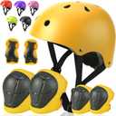 Toddler Kids Bike Helmet Set - Adjustable Cycling Helmet with Knee, Elbow Pads & Wrist Guards Sport Protective Gear Little Kid (Small: 20.1"-21.2"/51-54cm, Yellow)