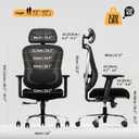 HOLLUDLE Ergonomic Mesh Office Chair - 3D Adjustable Lumbar Support & 3D Armrests, V-Shaped Back, Adjustable Desk Chair for Office & Home, Black, Pack of 1