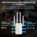 ROQRL 2026 WiFi Extender AC1200 Dual Band 5GHz/2.4GHz Signal Booster Up to 15,999 Sq.ft, 3-in-1 Wireless Repeater Router Amplifier for Home with Ethernet Port