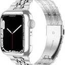 Wolait Compatible with Apple Watch Bands for Men 49mm 46mm 45mm 44mm 42mm 41mm 40mm 38mm,Stainless Steel Metal iWatch Bands with Screen Protector Case for Apple Watch Series11-1SE3/2/1,Ultra 3 2 1, (Silver)