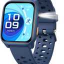 Smart Watch for Kids with 12 Puzzle Games, 1.83" Fitness Tracker Watch Heart Rate Sleep Monitor, Pedometer, Alarm Clock, Flashlight, Gift for 6-12 Year Old Boys Girls (Blue)