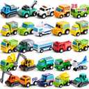 JOYIN 25 Pieces Pull Back Cars and Trucks Toy Vehicles Set for Toddlers, Girls and Boys Kids Play Set, Party Favors, School Gifts, Goodie Bags Stuffers for Kids