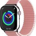 HeiKe Magnetic Silicone Band Compatible with Apple Watch Band 38mm 40mm 41mm 42mm for Men Women,Sport Loop Adjustable Replacement Wristband Strap for iWatch Ultra 2 SE Series 10 9 8 7 6 5 4 3 2 1,Pink