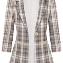 Genhoo Women's Long Sleeve Blazer Open Front Cardigan Jacket Work Office Blazer with Zipper Pockets, Size 2XL