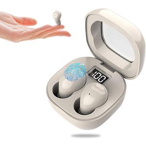 Invisible Sleep Earbuds, Smallest Sleep Headphones for Side Sleepers Low Profile Micro Tiny Discreet Hidden Earbuds for Work, Wireless Mini Earphones IPX5 Waterproof for Small Ear Canals, Ivory