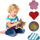 5-Pack Sequin Sensory Panels for Kids 9.8'' Reversible Sequin Fabric Panels with Wooden Base for Kids
