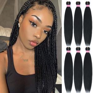 Black Braiding Hair,Pre Stretched Braiding Hair Extensions for Women | 26 Inch 6 Packs Braiding Hair Prestretched Synthetic Soft Hot Water Setting Crochet Braids Hair Extension for Daily Use-1B