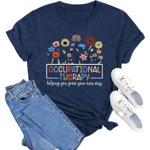 MAIHUN Occupational Therapy Shirt for Women Occupational Therapist Tshirt OT Month Gift Tee Top (Blue, XXL)