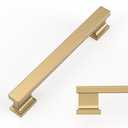 Amerdeco 10 Pack Champagne Bronze Cabinet Pulls 5 Inch(128mm) Hole Center Kitchen Cabient Hardware Brushed Brass Cabinet Handles Gold Drawer Pulls ZH00013