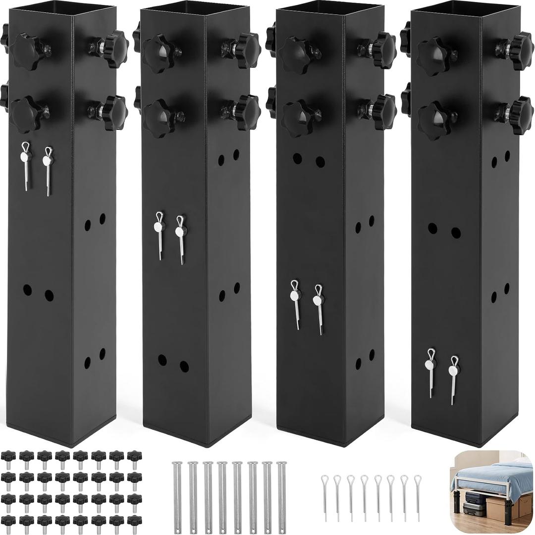 4 Pack Carbon Steel Dorm Bed Risers, 3.15" Diameter Metal Bed Riser