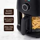 Elite Gourmet Glass Air Fryer, 2.4 Qt Compact Size for 12 People, PFAS-Free Ceramic & Glass Basket, Visible Cooking, Adjustable Temp 175400F, 1150W, Black, 2.4 Quart