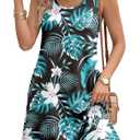 LUXVEER Womens Summer Hawaiian Dresses 2026 Floral Casual Loose Tropical Boho Dress Scoopneck Sleeveless Sundresses Beach Vacation Swimsuit Coverup (XL)