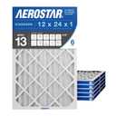 Aerostar 12x24x1 MERV 13 Pleated Air Filter, AC Furnace Air Filter, 6 Pack (Actual Size: 11 3/4" x 23 3/4" x 3/4")