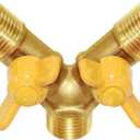 Joywayus 3/8" Hose Barb 3 Way Shut Off Ball Valve Y Shaped 2 Switch Brass Fitting
