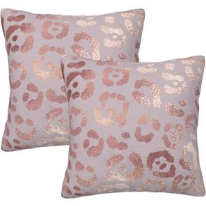 Rose Gold Leopard Throw Pillow Covers 18 X 18 Inch Set of 2 Pillow Cases Decoration Cushion Cover for Sofa Bedroom Living Room Outdoor