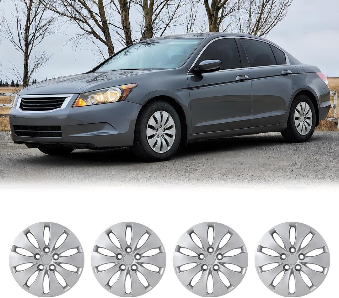 16" Hubcaps for Accord 2008 2009 2010, 16 inch Wheel Rims Cover for 2011 2012 Honda Accord Sedan, R16 Steel Wheels Hub Caps, Bolt On Installation, 4 Packs, Lacquer