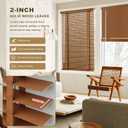 2" Cordless Solid Wood Blinds for Indoor Window,27.5" W x 60" H Real Wooden Blackout Blinds Horizontal Shutters, Easy to Install for Home Interior Windows Walnut