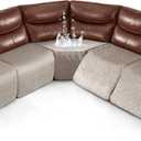 Timeles Waterproof Velvet Reclining Corner Sectional Couch Covers Extra Large L-Shaped Recliner Sofa Slipcover Without Backrest Thick Soft Washable (Taupe, 5-Seat Set)