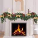 24 Pcs Velvet Bows for Christmas Tree with 12 Branch Artificial Red Berry,Vintage Velvet Ornaments Ribbon Bows for Tree Garland Wreath Xmas Decorations (Brown)