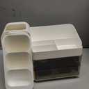 Desk Organizer with Drawers Cosmetic Storage Unit Dustproof Makeup Storage Organizer Cosmetic Organiser Case for Office Desk, White