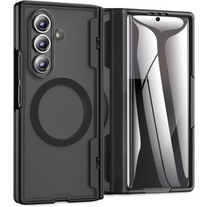 for Samsung Galaxy Z Fold 7 Case [Compatible with MagSafe] [Hinge Protection] [Built-in HD Screen Protector] Translucent Hard Shockproof Magnet Phone Cover for Zfold 7 - Black