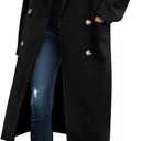 Saodimallsu Womens Winter Double Breasted Pea Coats Long Trench Coat Casual Work Office Overcoat with Pocket (Black, XL)