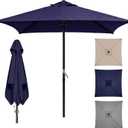 TOPSAIL 4.9ft Mini Square Patio Umbrella, Fade Resistant Outdoor Table Umbrella with Crank Lift, UV 50+ Waterproof, Small Umbrella for Deck, Balcony, Garden, Backyard & Market (Navy)