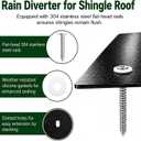 Roof Rain Diverter for Shingle Roof, 304 Stainless Steel Flat-Head Nails | 3 pcs 39" Rain Water Diverter with Silicone Gaskets, Angled Design for Chimneys, Skylights & Entryways