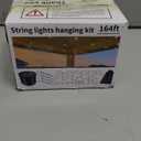YQL Outdoor String Lights Hanging Kit,Globe String Lights Suspension Kit,164ft Black Vinyl-Coated 304 Stainless Steel Cable,String Light Guide Wire,Hook & Eye Turnbuckle Wire Rope Tension