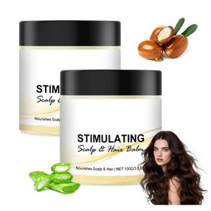 2PC Stimulating Scalp and Hair Balm, Nourishes Scalp & Hair, Shea Butter and Mango Butter Blend, Strengthen Hair Roots, Nourishing Scalp & Hair Care (3.53 Fl Oz (Pack of 2))