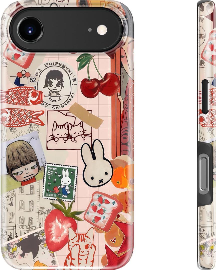 MERRO for iPhone Air Case - Wireless Charging Compatible - Dual-Layer Hard Shell & Silicone Cover - Protective Phone Case with Cute Wildflower Designs for iPhone 17 Air - Whimsical Collage