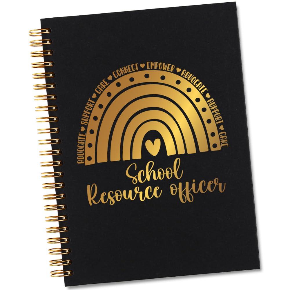 MFOMFO Thank You Gifts for School Resource Officer, Inspirational School Resource Officer Security Staff, Office Meeting Notebook for Work, Encouragement Educator Staff Gold Spiral Notebooks-LTJ09