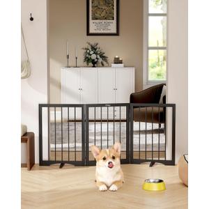 Free Standing Dog Gate Indoor, Foldable Dog Gate for Doorways Stairs Hallways, 3-Panel Freestanding Pet Gate with Support Feet for Stability, Folding Puppy Gate Easy to Move, Doggy Gate 54"x24", 3-Panel, 24"Tall