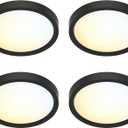 5 Inch Black Flush Mount Ceiling Light 5CCT Selectable LED Edgelit Slim Surface Mount Downlight for J-Box, Mini Flat Panel Light, Dimmable, 120VAC, 10W, 600LM, CRI90, ETL, Wet Rated, 4 Packs