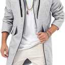 ZIWOCH Mens Trench Coat Wool Blend Hoodie Long Jacket Full Zip Winter Classic Business Overcoat (Gray)