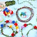 Zeyune 20 Sets Spring Tea Party Favor Flower Crowns Making Kit, Make Your Own Flower Crown Wreath Garland Headbands Craft Kit Handmade DIY Fairy Floral Hair Accessories Gift for Women