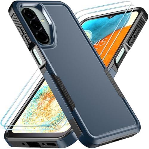PhuLok Compatible with Samsung Galaxy A26 5G Case with HD Screen Protector, Heavy Duty Rugged Full-Body Shockproof Bumper Military Grade Protection, Navy Blue
