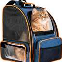 Discala Cat Backpack Carrier for Medium Small Dog Cat up to 20lbs, Pet Carrier Backpack, Ventilated Mesh Soft Sided Dog Backpack Carrier for Travel, Hiking, Outdoor Use - Blue