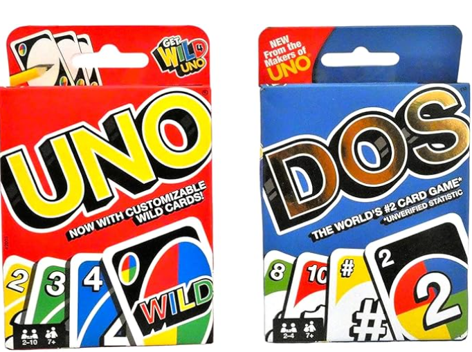 Mattel Toys, UNO Card Game and Mattel Games DOS Family Card Game, From the Makers of UNO, with 108 Cards, Makes a Great Game for 7 Year Olds and Up